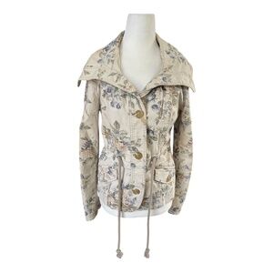 Anthropologie Daughters of the Liberation Floral Utility Jacket Size 2 Beige